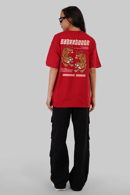 Sabertooth Red Oversized Fit T-Shirt Women