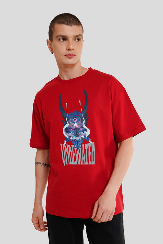 Samurai Vendetta Red Printed T-Shirt Men Oversized Fit