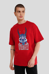 Samurai Vendetta Red Printed T Shirt Men Oversized Fit With Front And Back Design Pic 1