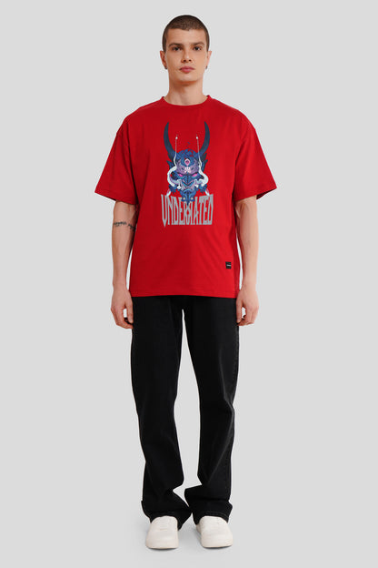 Samurai Vendetta Red Printed T Shirt Men Oversized Fit With Front And Back Design Pic 4