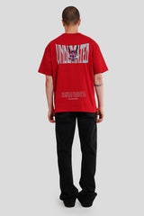 Samurai Vendetta Red Printed T Shirt Men Oversized Fit With Front And Back Design Pic 2