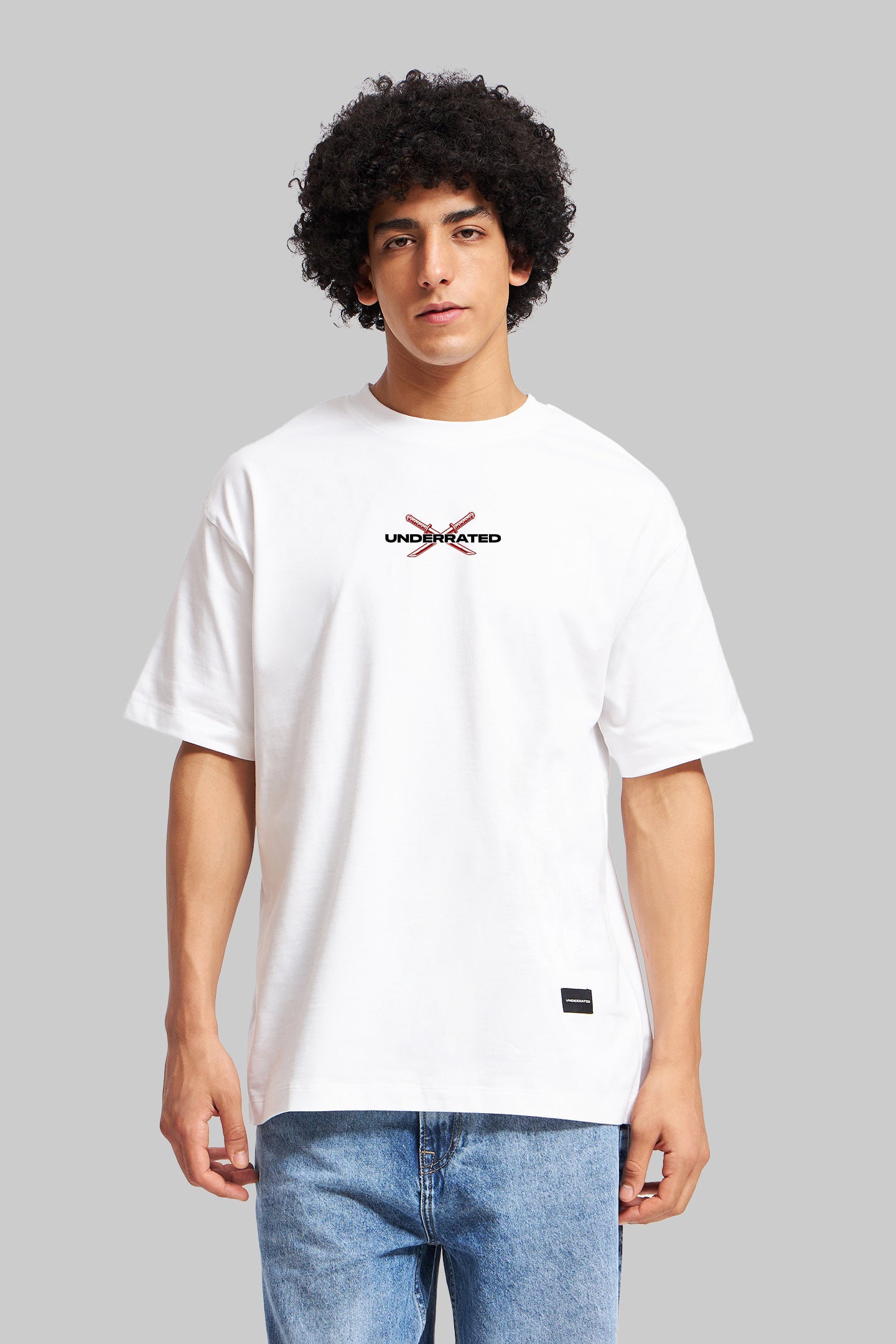 Samurai's Sword White Oversized Fit T-Shirt Men Pic 2