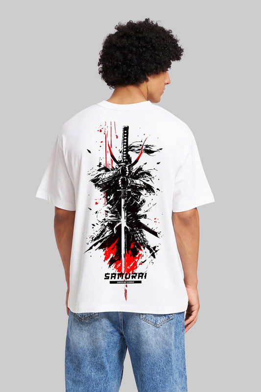 Samurai's Sword White Oversized Fit T-Shirt Men Pic 1