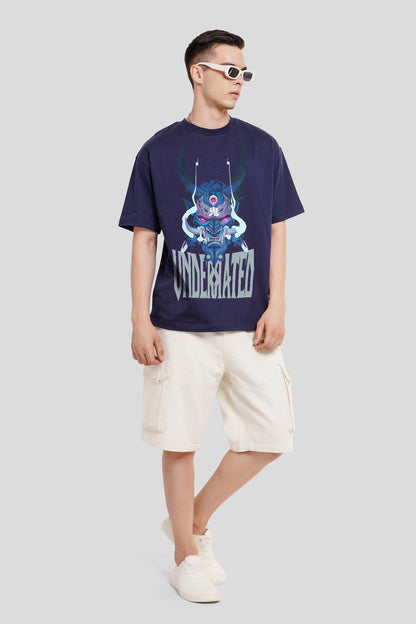 Samurai Vendetta Navy Blue Printed T Shirt Men Oversized Fit With Front And Back Design Pic 4