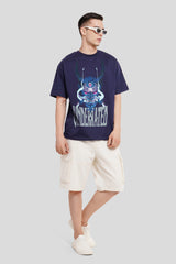 Samurai Vendetta Navy Blue Printed T Shirt Men Oversized Fit With Front And Back Design Pic 4