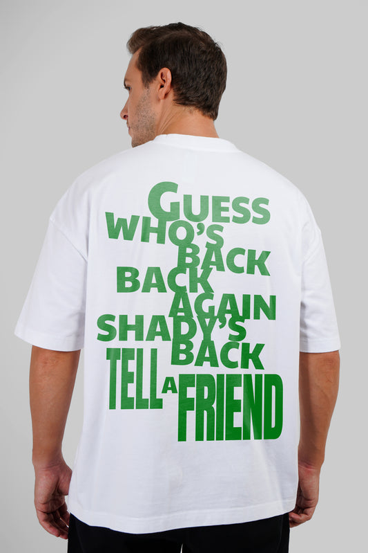 Shady's Back Green Printed White Baggy Fit T-Shirt Men Pic 1