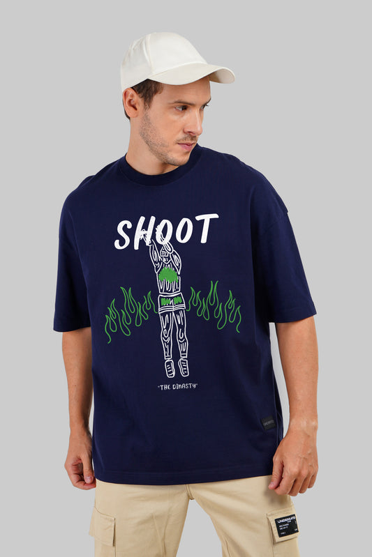 Shoot Dunk Navy Blue Baggy Fit T-Shirt Men