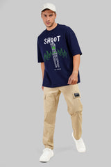 Shoot Dunk Navy Blue Baggy Fit T-Shirt Men