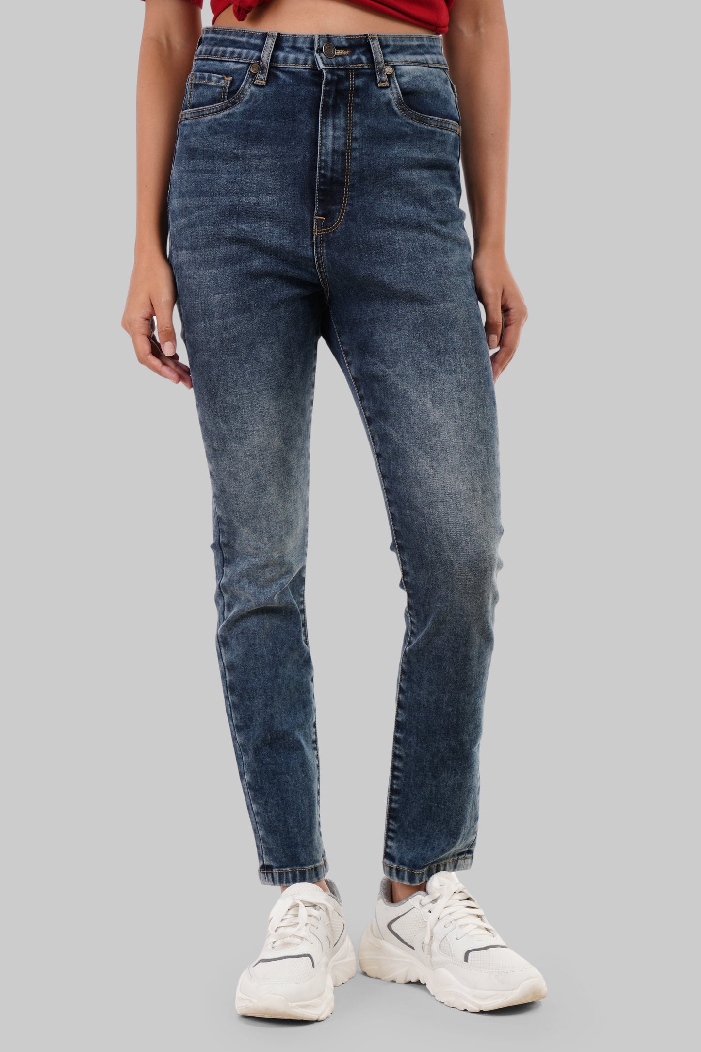 Blue Tinted High Rise Skinny Women Jeans Pic 1