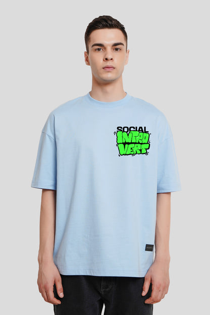 Social Introvert Powder Blue Printed T-Shirt