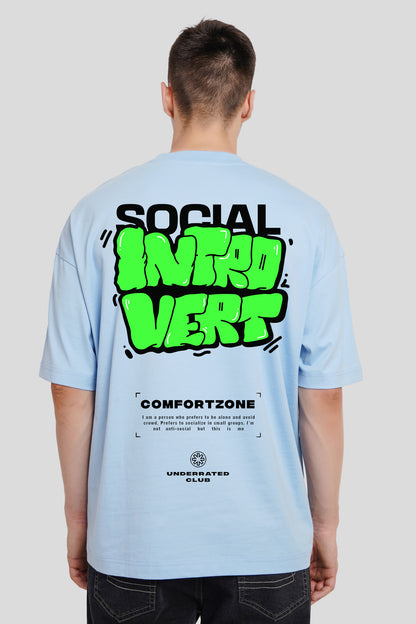 Social Introvert Powder Blue Printed T-Shirt