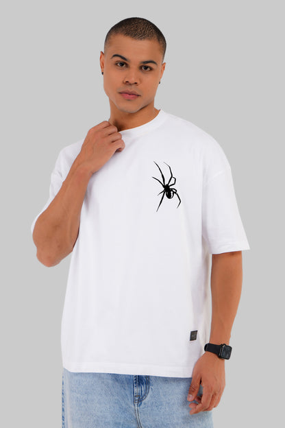 Spider Print White Baggy Fit T-Shirt Men Pic 1