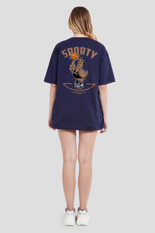 Sporty Navy Blue Printed T-Shirt