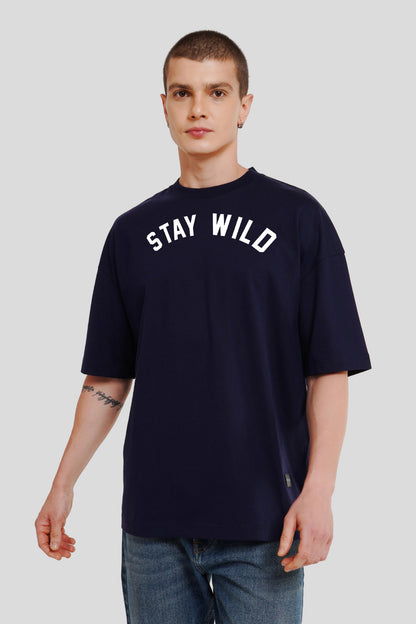 Stay Wild Tiger Navy Blue Printed T-Shirt