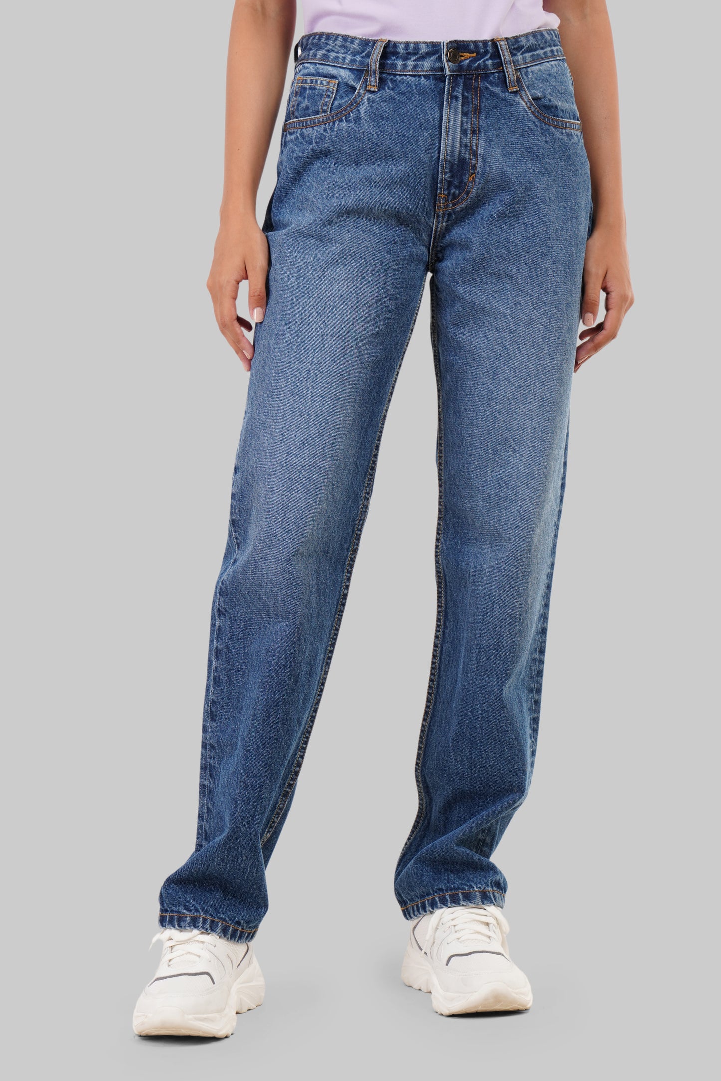 Classic Mid Blue Straight Fit Jeans Pic 1