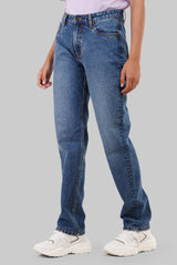 Classic Mid Blue Straight Fit Jeans Pic 4