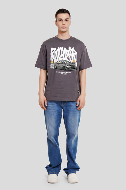 Street Racer Dark Grey Printed T-Shirt