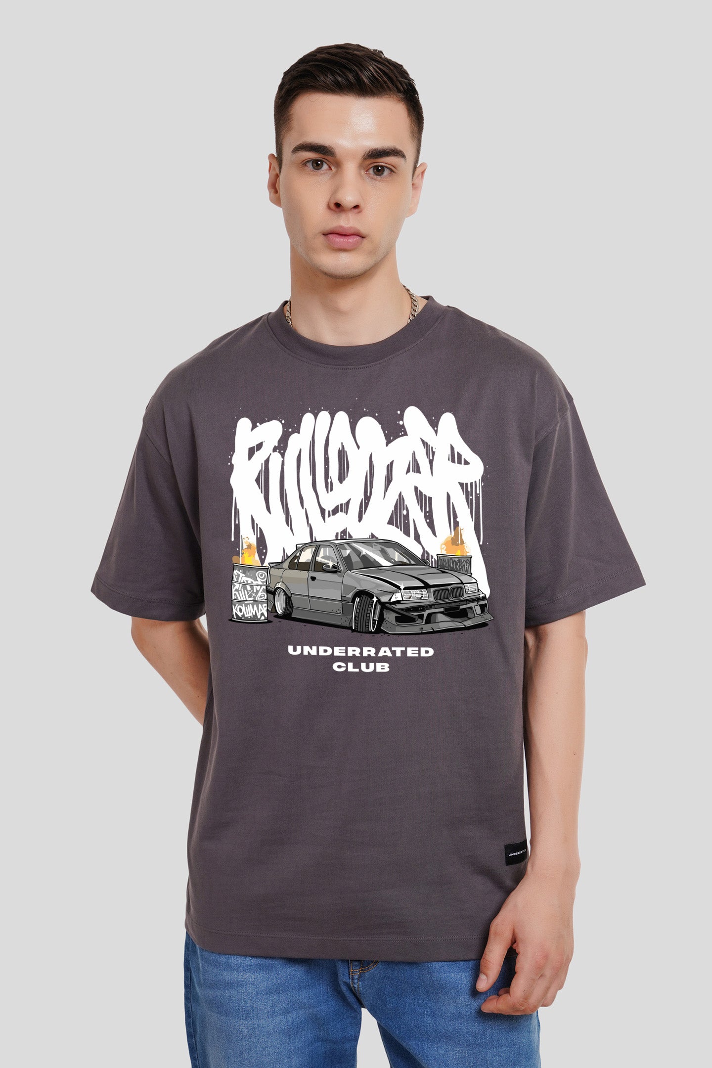 Street Racer Dark Grey Printed T-Shirt