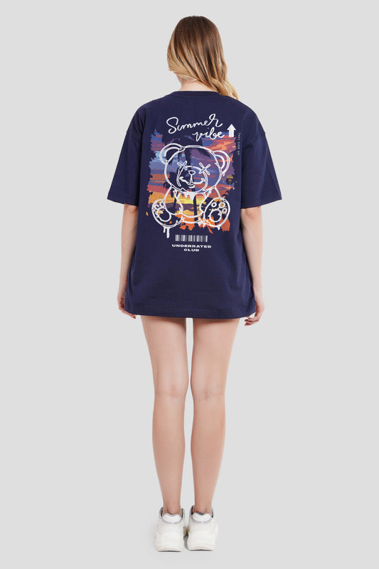 Summer Vibe Navy Blue Printed T-Shirt