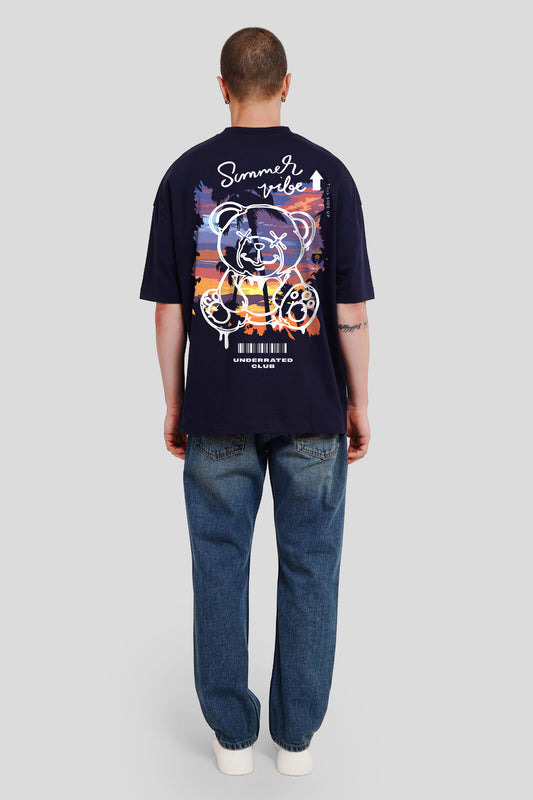 Summer Vibe Navy Blue Printed T-Shirt