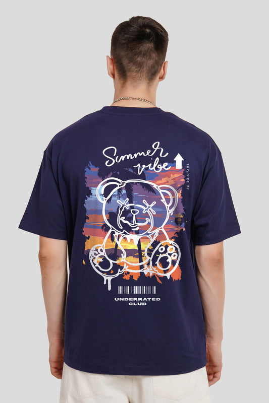 Summer Vibe Navy Blue Printed T-Shirt