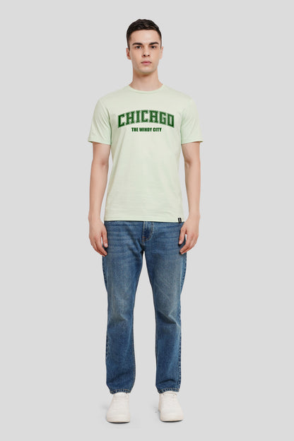 Chicago The Windy City Pastel Green Regular Fit T-Shirt Men