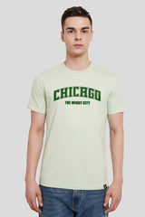 Chicago The Windy City Pastel Green Regular Fit T-Shirt Men