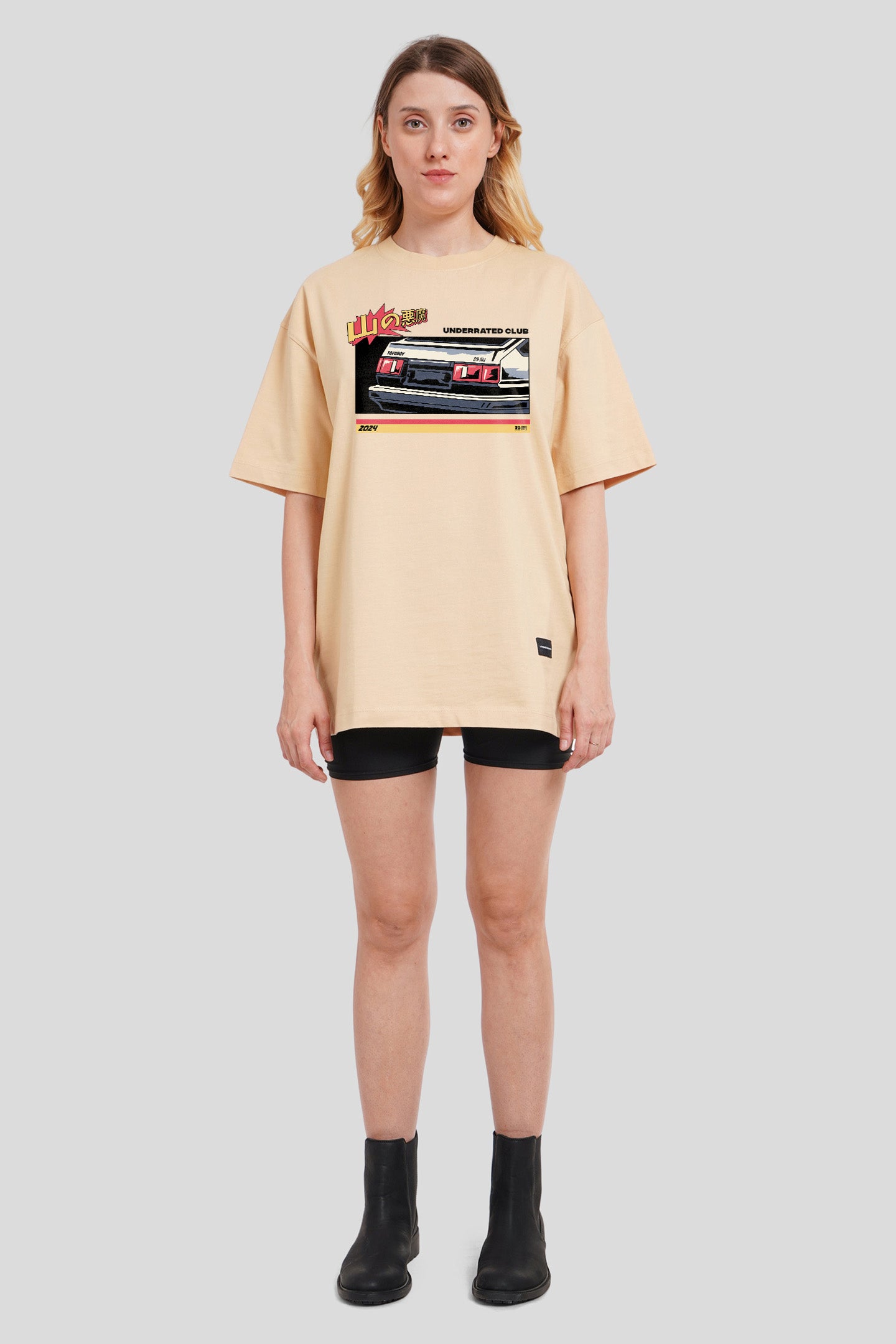 Rally Racer Beige Printed T-Shirt