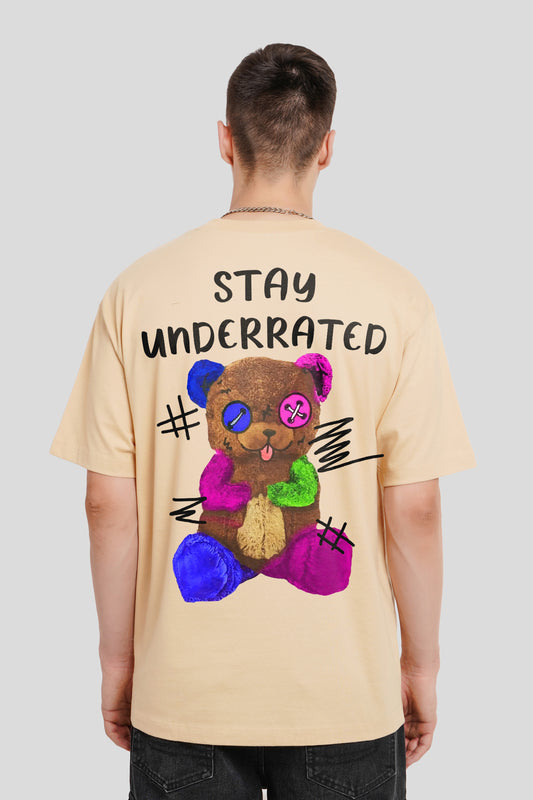 Trippy Teddy Beige Oversized Fit T-Shirt Men