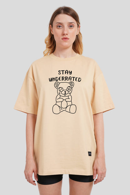 Trippy Teddy Beige Oversized Fit T-Shirt Women Pic 1