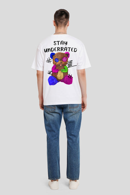 Trippy Teddy White Oversized Fit T-Shirt Men