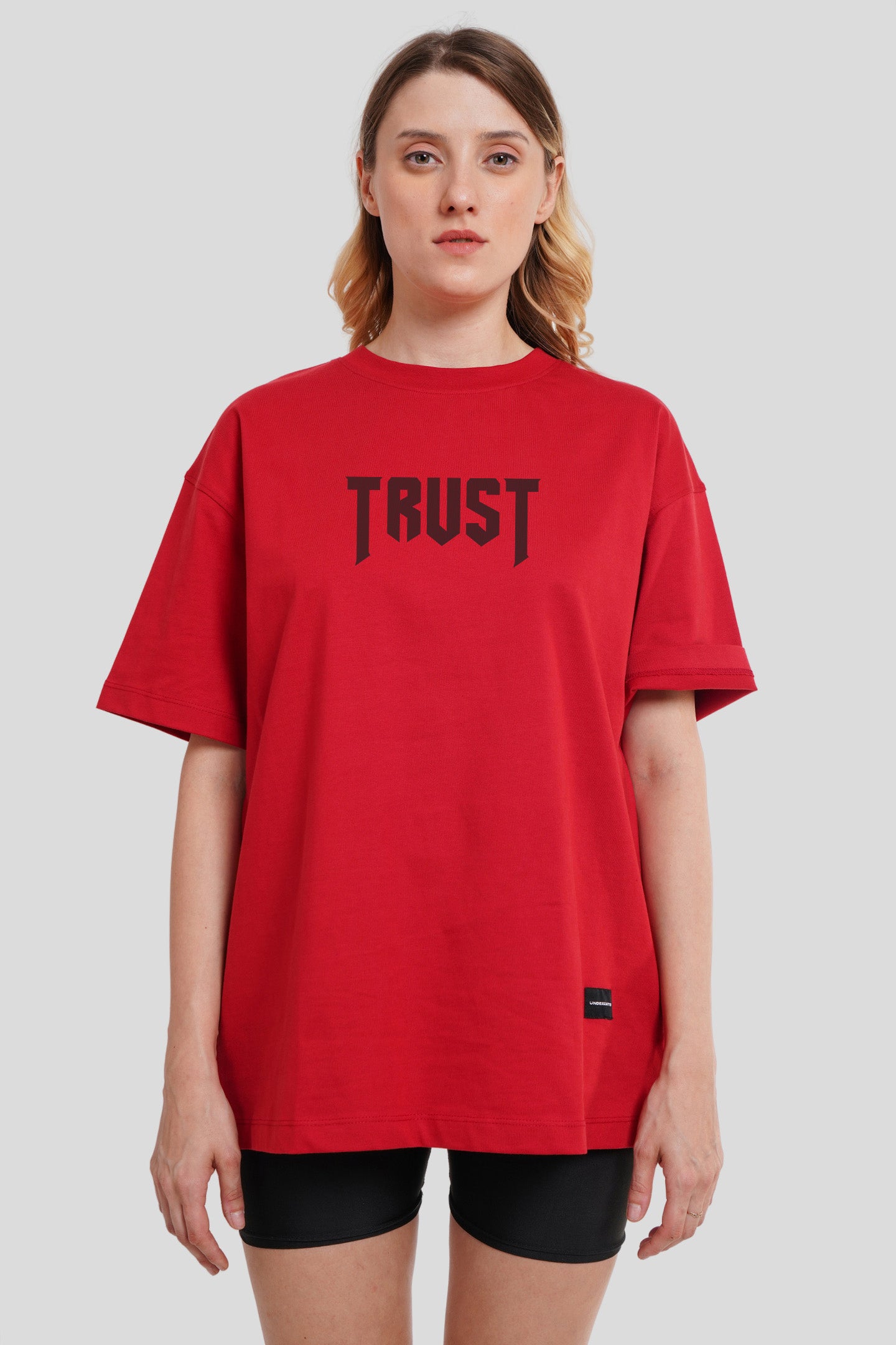 Trust Red Oversized Fit T-Shirt Women Pic 1