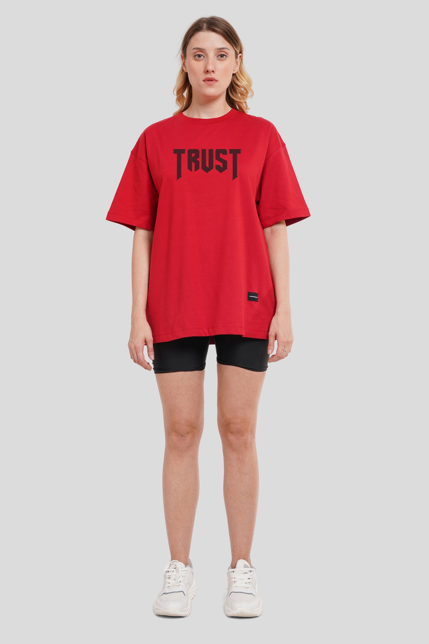 Trust Red Oversized Fit T-Shirt Women Pic 4