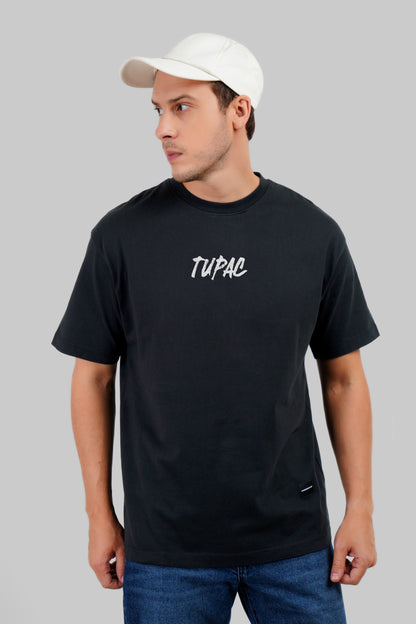 Tupac Black Oversized Fit T-Shirt Men Pic 2