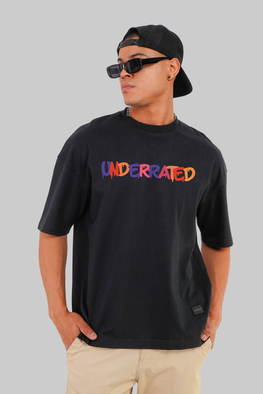 Color Splash Underrated Black Baggy Fit T-Shirt Men