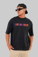 Color Splash Underrated Black Baggy Fit T-Shirt Men