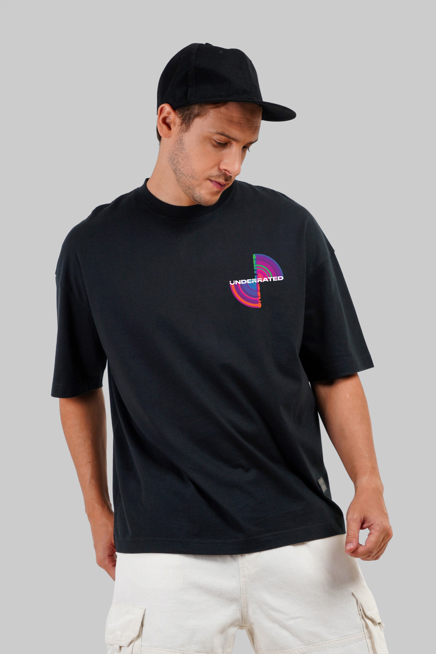 Underrated Colour Wheel Black Baggy Fit T-Shirt Men Pic 1