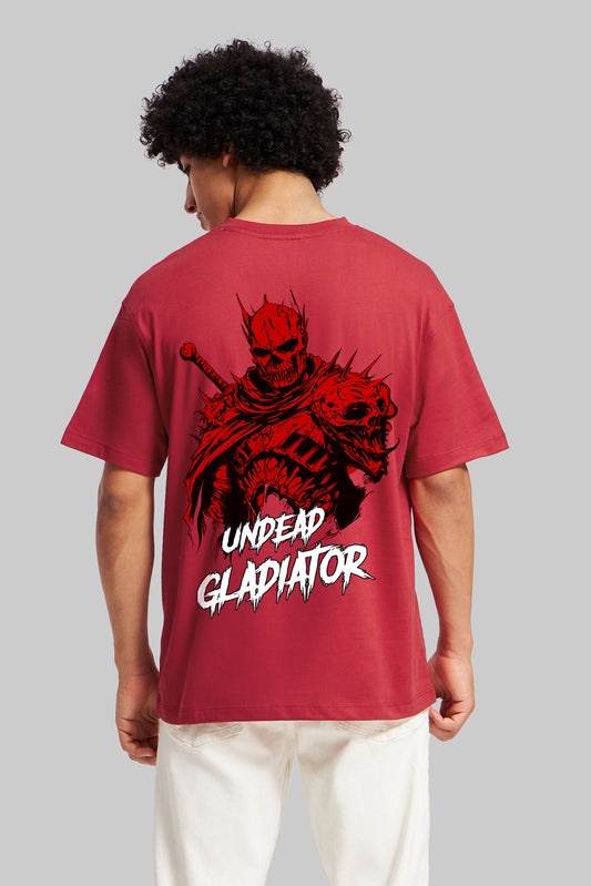 Undead Gladiator Red Oversized Fit T-Shirt Men Pic 1