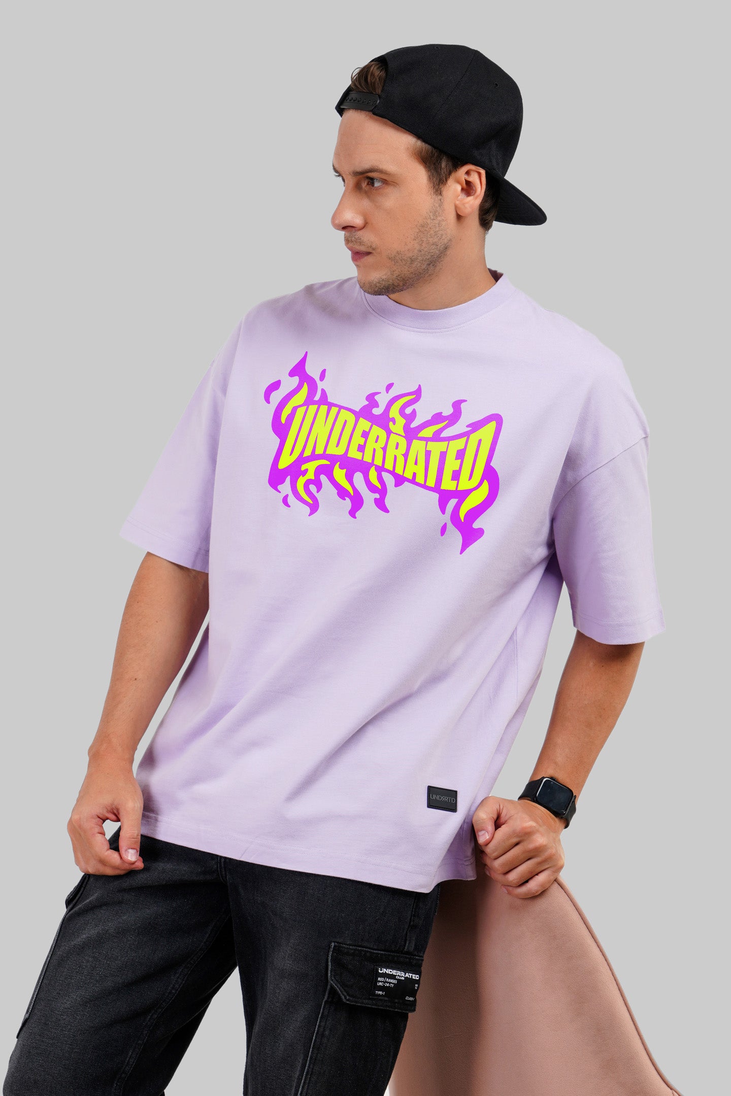 Flare of Fame Tee Lilac Baggy Fit T-Shirt Men