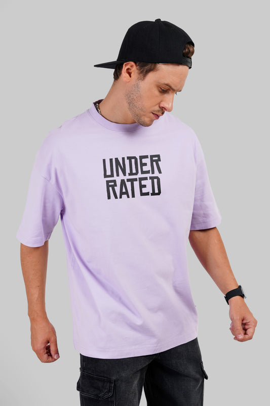 Underrated Urban Typography Lilac Baggy Fit T-Shirt Men