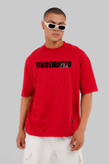 Underrated Classic Typography Red Baggy Fit T-Shirt Men