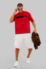 Underrated Classic Typography Red Baggy Fit T-Shirt Men