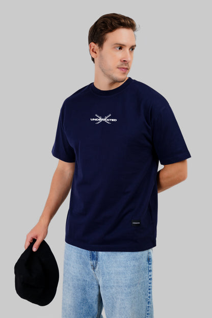 Water Fighter Navy Blue Oversized Fit T-Shirt Men Pic 1