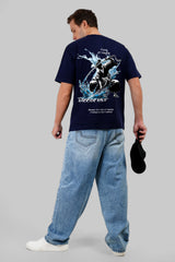 Water Fighter Navy Blue Oversized Fit T-Shirt Men Pic 2