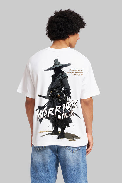 Warrior Ninja White Oversized Fit T-Shirt Men Pic 1