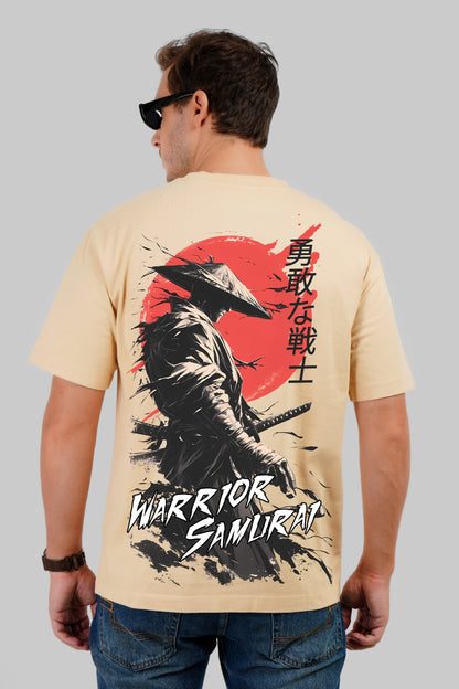 Warrior Samurai Beige Oversized Fit T-Shirt Men Pic 1