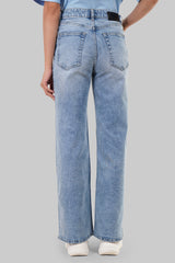 Light Blue High Rise Wide Leg Women Jeans