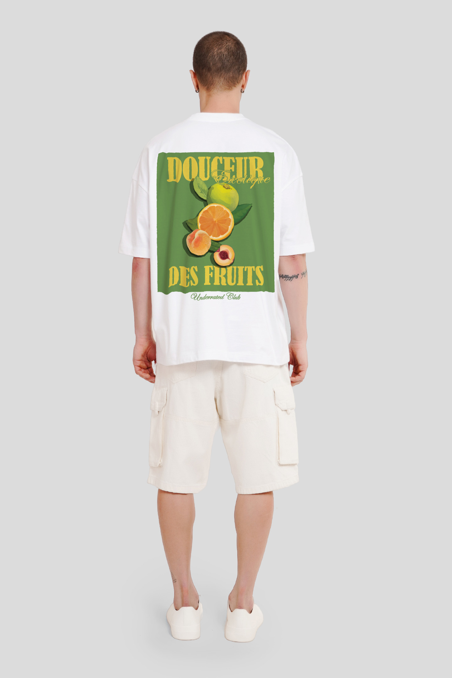 Douceur Fruits White Baggy Fit T-Shirt Men Pic 3