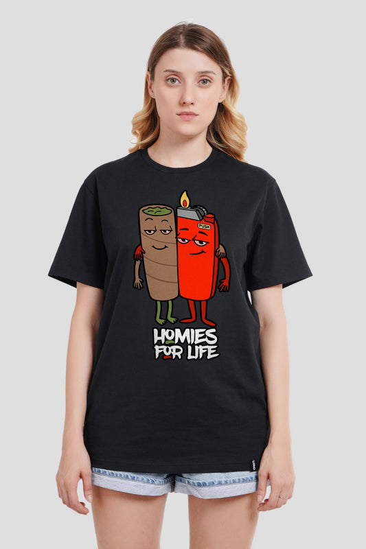 Homies For Life Black Boyfriend Fit T-Shirt Women