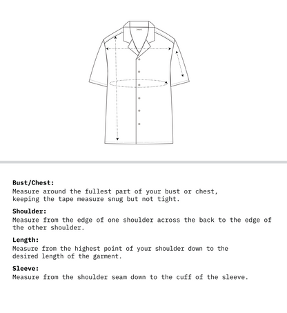 Measurement Guide of Men Relaxed Fit Shirt Half Sleeves